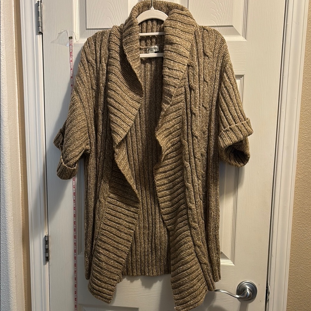 St. John's Bay Tan Cardigan Sweater with Shawl Collar